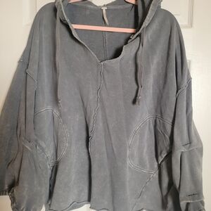 Free People Gray Hoodie Sweatshirt